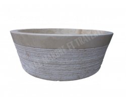 Travertin Beige Vasque Mi- Conique Strié  2