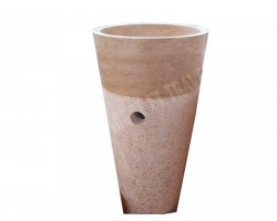 Travertin Beige Piédestal Vasque Strié  2