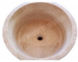 Travertin Beige Piédestal Vasque Strié  2