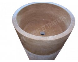 Travertin Beige Piédestal Vasque Strié  2