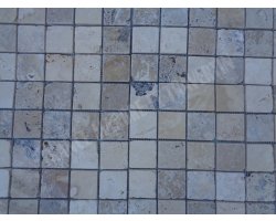 Travertin Mixte Mosaïque 4 Couleur 4,8x4,8 cm Antique 2
