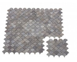 Travertin Silver Arabesque Mosaïque Shell Adouci  2