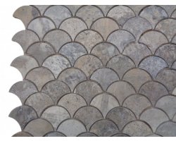 Travertin Silver Arabesque Mosaïque Shell Adouci  2