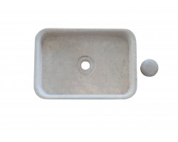 Travertin Beige Évier Bouchon 50x35 10 cm Adouci 2