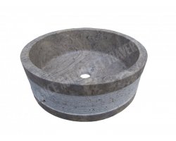 Travertin Silver Vasque 2 Cylindre Strié 2