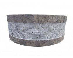 Travertin Silver Vasque 2 Cylindre Strié 2