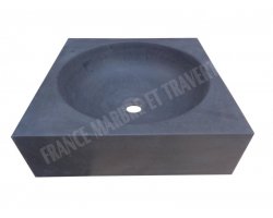 Basalte Noir Vasque Carre 40x40 cm Adouci 2