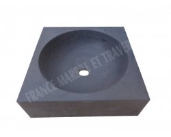 Basalte Noir Vasque Carre 40x40 cm Adouci 2