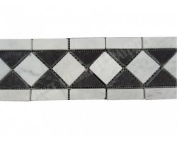 Marbre Frise Blanc - Noir Poli 28,5x12 cm 2