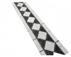 Marbre Frise Blanc - Noir Poli 28,5x12 cm 2