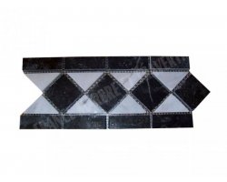 Marbre Frise Noir - Blanc Poli 28,5x12 cm