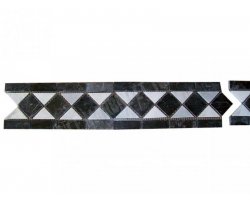 Marbre Frise Noir - Blanc Poli 28,5x12 cm 2