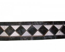 Marbre Frise Noir - Blanc Poli 28,5x12 cm 2