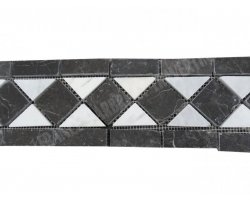 Marbre Frise Noir - Blanc Poli 28,5x12 cm 2