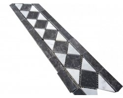 Marbre Frise Noir - Blanc Poli 28,5x12 cm 2