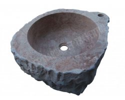 Travertin Rose Vasque Lave Main Angle Éclate  2