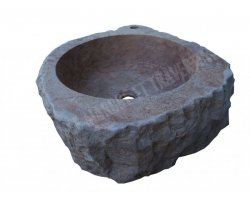 Travertin Rose Vasque Lave Main Angle Éclate  2