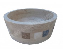 Travertin Classique Vasque Cylindre Mosaïque Adouci