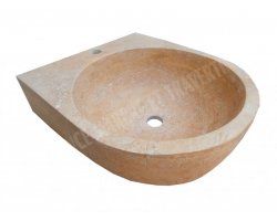 Travertin Jaune Vasque Lave Main Demi-Ronde Adouci 2