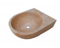 Travertin Jaune Vasque Lave Main Demi-Ronde Adouci 2
