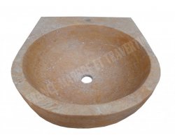 Travertin Jaune Vasque Lave Main Demi-Ronde Adouci 2