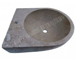 Travertin Noce Vasque Lave Main Demi-Ronde Adouci 2