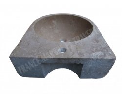 Travertin Noce Vasque Lave Main Demi-Ronde Adouci 2