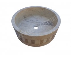 Travertin Classique Vasque Cylindre Mosaïque Adouci
