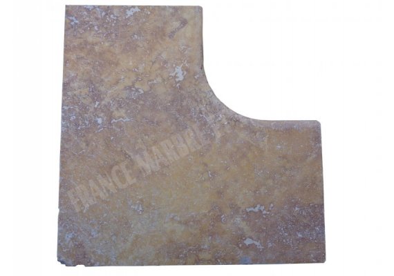 Travertin Jaune 1A Margelle Rentrant 61x61 3 Arrondi 1