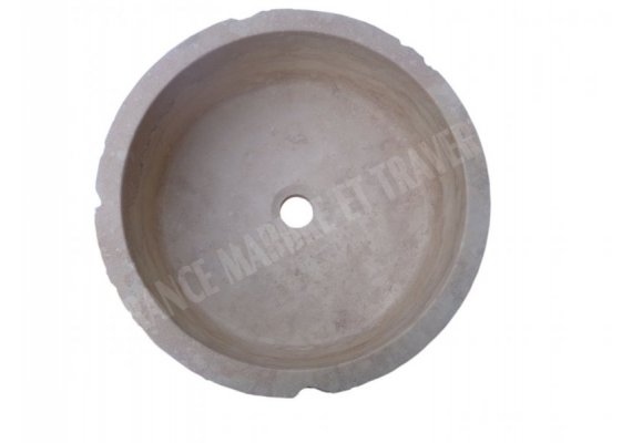 Travertin Beige Vasque Cylindre Éclate Adouci 1