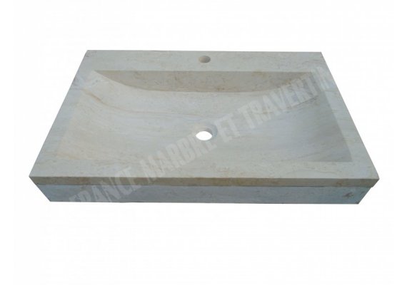 Travertin Beige Évier Motif C 70x45 10 cm Adouci 1