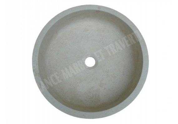 Travertin Classique Beige Vasque Cylindre Plat Strié 1