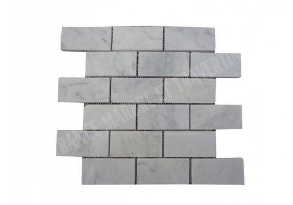 Marbre Blanc Carrara Turque Mosaïque 4,8x10 cm Poli 1