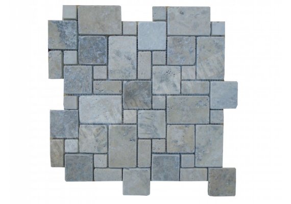 Travertin Silver Mosaïque Opus Romain Antique 1