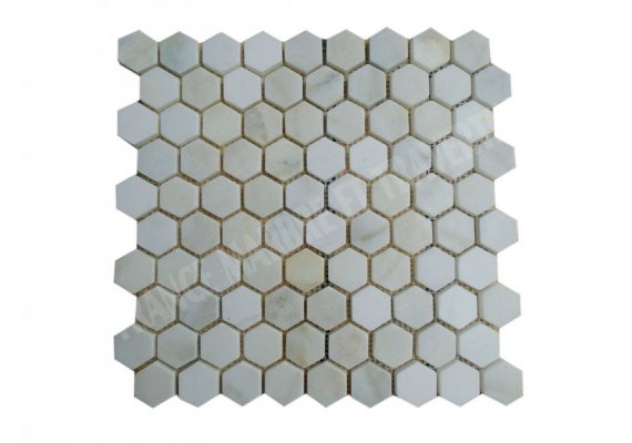 Marbre Blanc Mosaïque Hexagone Antique 1