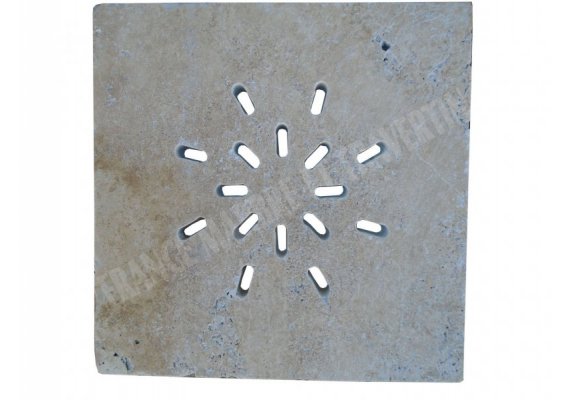 Travertin Beige Siphon Soleil Rainure 28x28 cm 1