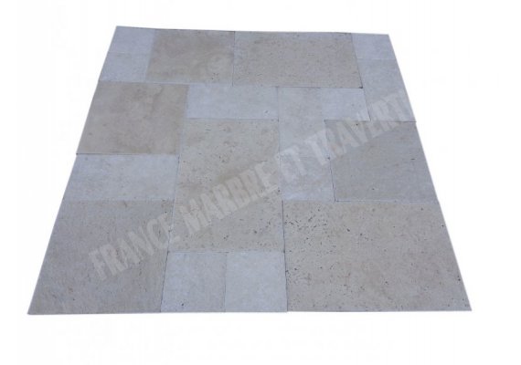 Travertin Beige Clair Opus Romain 1,2 cm Brossé 1