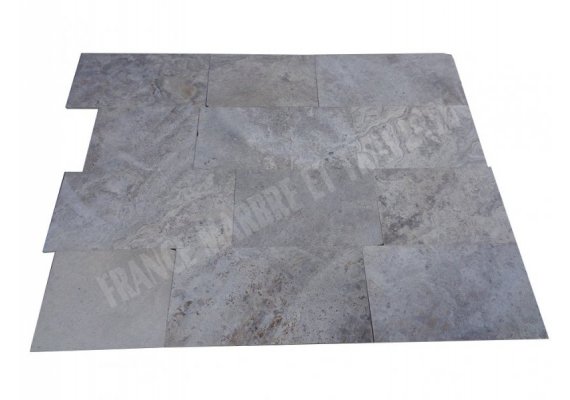 Travertin Silver Bande Libre 1,2 cm Brossé 1