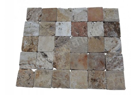 Travertin Jaune Valencia Scabas 10x10 cm Antique 1