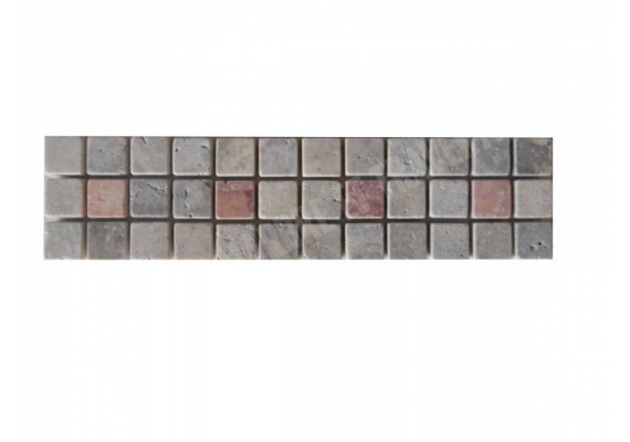 Travertin Frise 2,3x2,3 cm Silver & Rose 30x7,5 cm 1