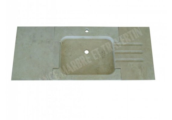 Travertin Beige Évier 100x50 10 cm 2 Tablettes 1