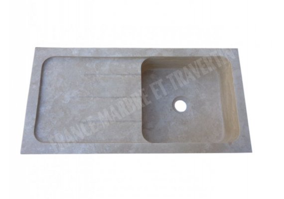 Travertin Beige Évier 1 Bac 90x46 18 cm Adouci 1