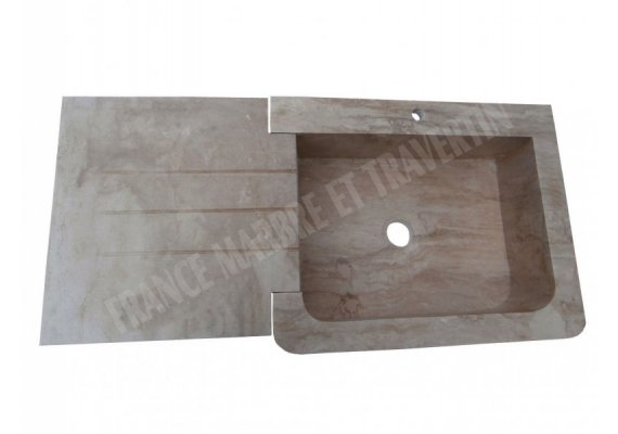 Travertin Beige Évier Égouttoir 70x60 20 cm 1