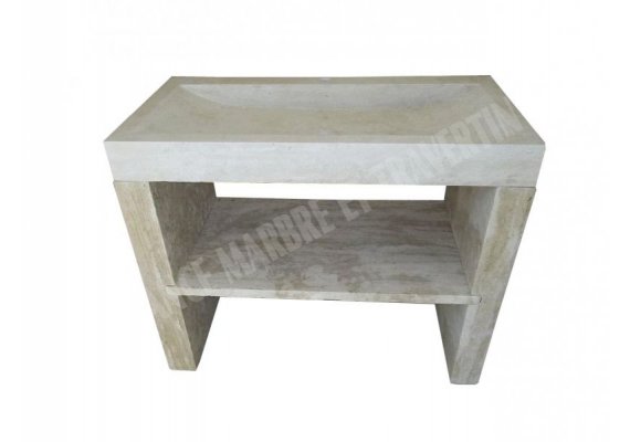 Travertin Beige Evier Meuble 1 Bac Adouci 1