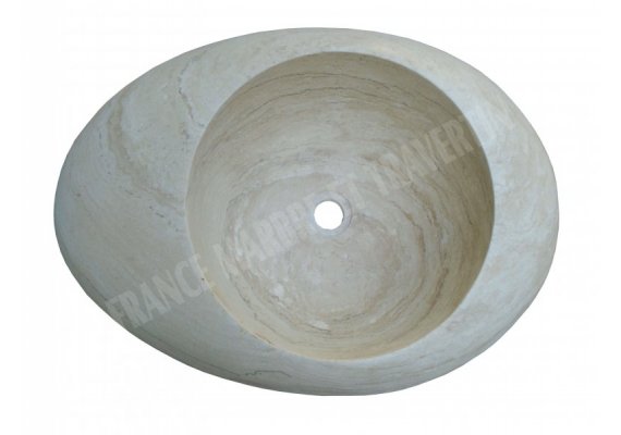 Travertin Beige Vasque Galet 70x40 cm Adouci 1