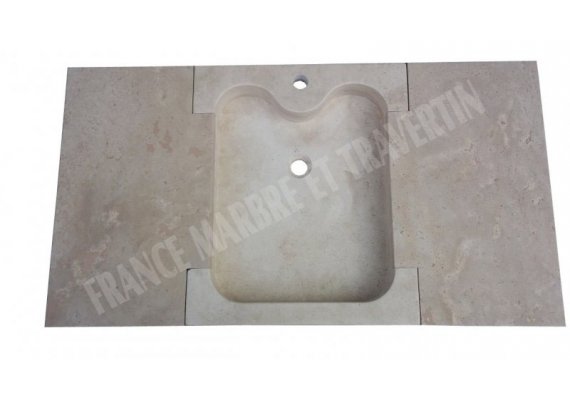 Travertin Beige Évier 70x50 10 cm avec 2 Tablettes 1