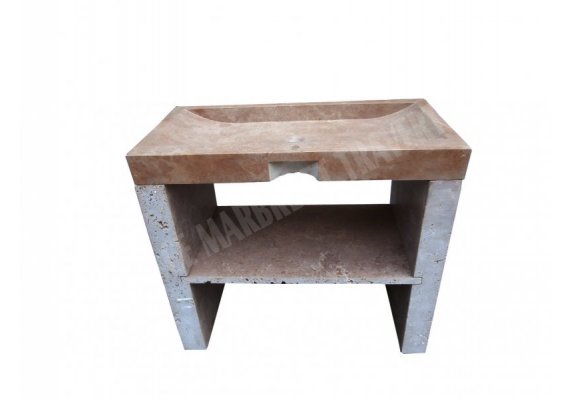 Travertin Noce Evier 100x50 10 cm Meuble 1 Bac  1