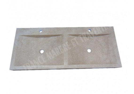 Travertin Beige Évier 2 Bacs 120x50 10 cm Adouci 1