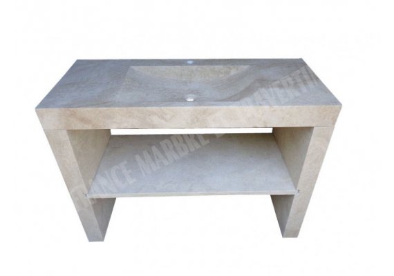 Travertin Beige Évier 120x50 cm Meuble 1 Bac  1