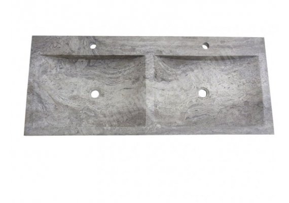 Travertin Silver Évier 2 Bacs 120x50 10 cm Adouci 1